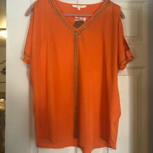 Orange cut out sleeve top